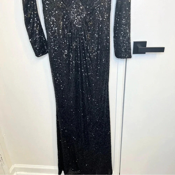 Eliza J black sequins diamond panel gown size 8 - Picture 4 of 11